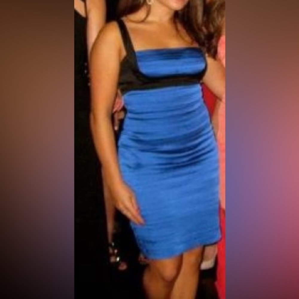 Vintage BCBG mini dress in black and blue